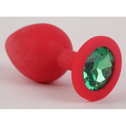 Красная силиконовая пробка с зеленым кристаллом - 9,5 см. (зеленый)