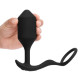 Черная анальная вибропробка с эрекционным кольцом Vibrating Snug & Tug XL (черный)