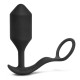 Черная анальная вибропробка с эрекционным кольцом Vibrating Snug & Tug XL (черный)