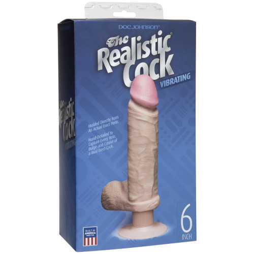 Вибромассажер-реалистик телесного цвета на присоске The Realistic Cock Vibrating 6” - 21,6 см. (телесный)