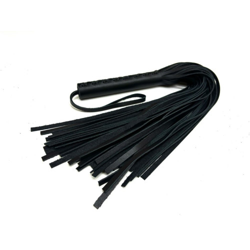 Черная цельная многохвостовая плеть из мягкой кожи - 57 см. (черный)