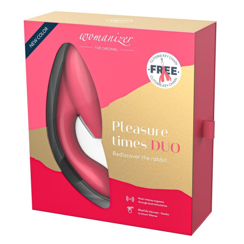 Розовый стимулятор Womanizer DUO с вагинальным отростком (розовый)
