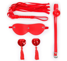 Пикантный набор БДСМ из 4 предметов в красном цвете (красный)