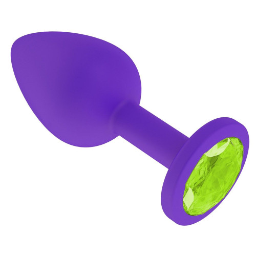 Фиолетовая силиконовая пробка с лаймовым кристаллом - 7,3 см. (лаймовый)