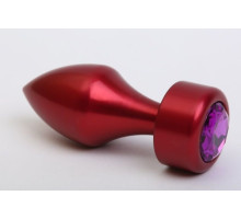 Красная анальная пробка с фиолетовым кристаллом - 7,8 см. (фиолетовый)