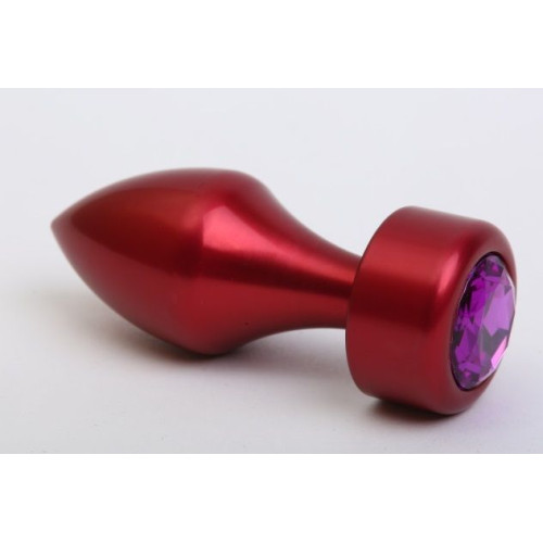 Красная анальная пробка с фиолетовым кристаллом - 7,8 см. (фиолетовый)