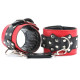 Красные наручники с чёрными проклёпанными ремешками с пряжкой (красный с черным)