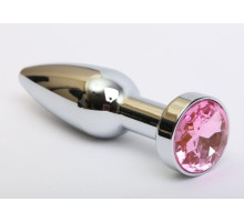 Удлинённая серебристая пробка с розовым кристаллом - 11,2 см. (розовый)