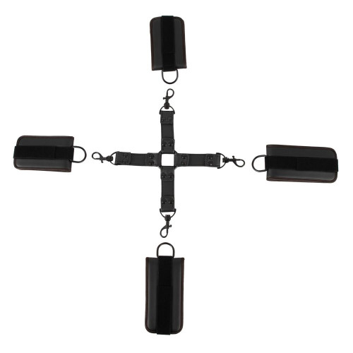 Черный набор крестовой фиксации Bondage Set (черный)
