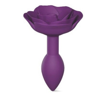 Фиолетовая анальная пробка с ограничителем-розой Open Rose Size S Butt Plug (фиолетовый)