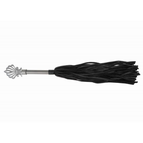 Черная многохвостая плеть с витой ручкой - 63 см. (черный)