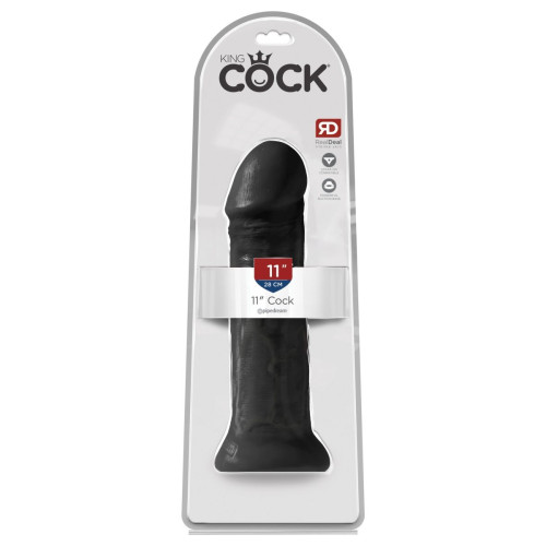 Черный фаллоимитатор на присоске 11  Cocks - 28 см. (черный)