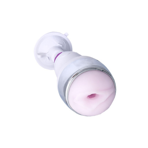 Мастурбатор-вагина в белой колбе с присоской и функцией нагрева (белый)