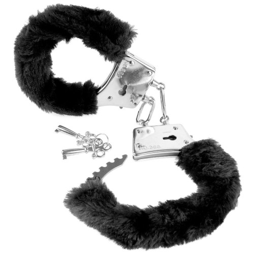 Меховые чёрные наручники Beginner s Furry Cuffs (черный)