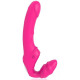 Розовый безремневой страпон с 9 режимами вибрации (розовый)