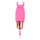 Розовый силиконовый вибромассажер с рожками - 6,4 см. (розовый)