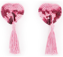 Розовые пэстисы-сердечки с кисточками (розовый)