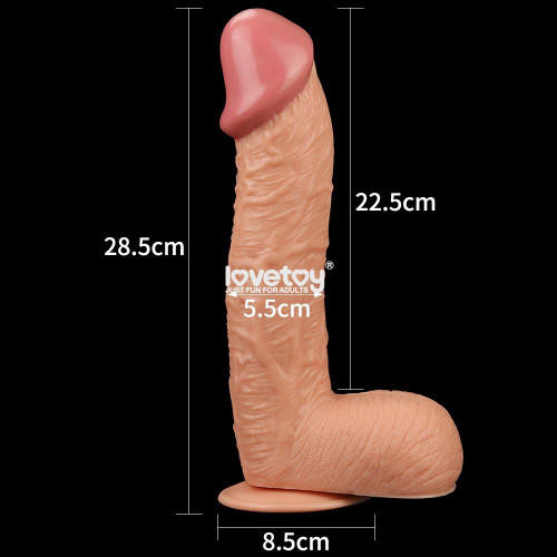 Фаллоимитатор-гигант на присоске - 28,5 см. (телесный)