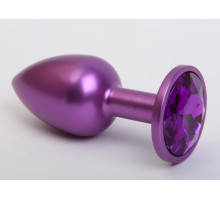 Фиолетовая анальная пробка с фиолетовым стразом - 7,6 см. (фиолетовый)