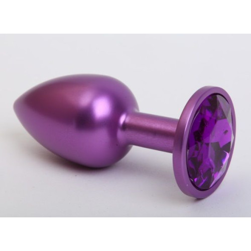 Фиолетовая анальная пробка с фиолетовым стразом - 7,6 см. (фиолетовый)