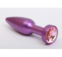 Фиолетовая анальная пробка с розовым стразом - 11,2 см. (розовый)