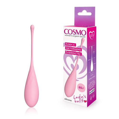 Нежно-розовый каплевидный вагинальный шарик со шнурком (нежно-розовый)