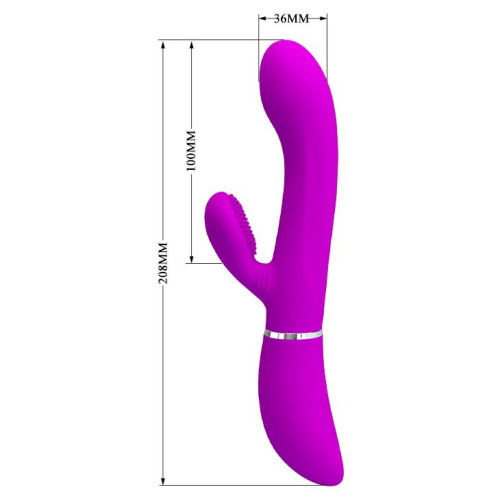 Лиловый вибратор-кролик с подвижной клиторальной щеточкой Clitoris Vibrator - 20,8 см. (лиловый)