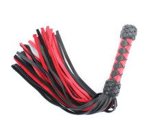 Черно-красная плеть с плетеной ручкой с ромбовидным узором - 45 см. (черный с красным)