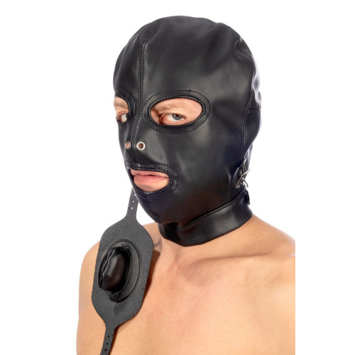 Маска-шлем с прорезями для глаз и регулируемым кляпом (черный)