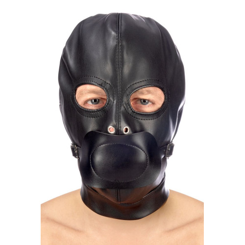 Маска-шлем с прорезями для глаз и регулируемым кляпом (черный)