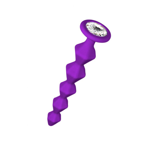 Фиолетовая анальная цепочка с кристаллом Buddy - 17,7 см. (фиолетовый)
