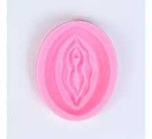 Розовая силиконовая форма в виде вульвы (розовый)