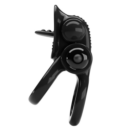 Черное эрекционное кольцо с подхватом мошонки и стимулятором клитора Passionate Ring (черный)