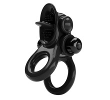 Черное эрекционное кольцо с подхватом мошонки и стимулятором клитора Passionate Ring (черный)