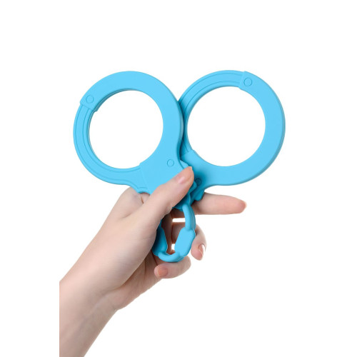Голубые силиконовые наручники A-Toys без ключа (голубой)