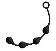 Чёрная анальная цепочка из 4 каплевидных шариков - 34 см. (черный)