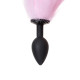 Черная анальная втулка с бело-розовым хвостиком - размер S (черный)