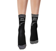 Новогодние хлопковые носки с люрексом Merry Christmas (черный|S-M-L)