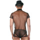 Сексуальный мужской комплект-сетка: футболка и слипы (черный|S-M)