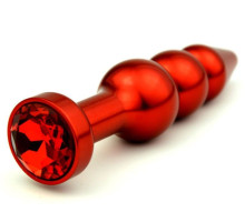 Красная анальная ёлочка с красным кристаллом - 11,2 см. (красный)