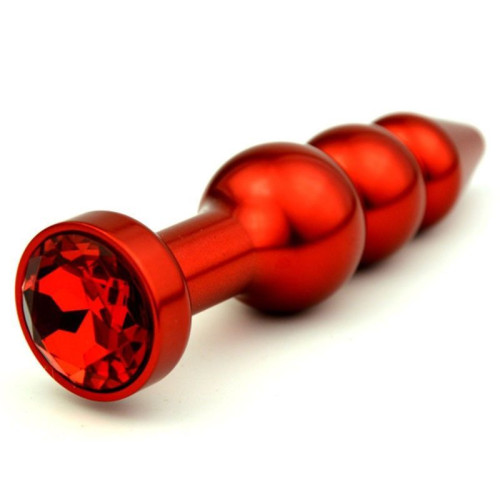 Красная анальная ёлочка с красным кристаллом - 11,2 см. (красный)