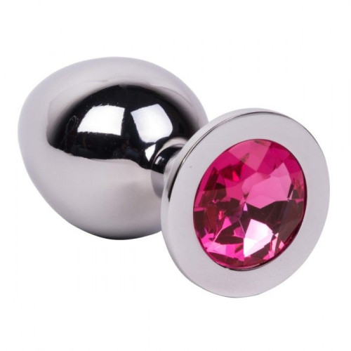 Большой стальной плаг с розовым кристаллом Pink Bubble Gum - 9,5 см. (розовый)