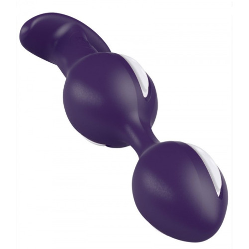 Фиолетово-белые анальные шарики B Balls Duo - 12,5 см. (фиолетовый с белым)