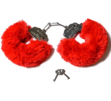 Шикарные наручники с пушистым красным мехом (красный)