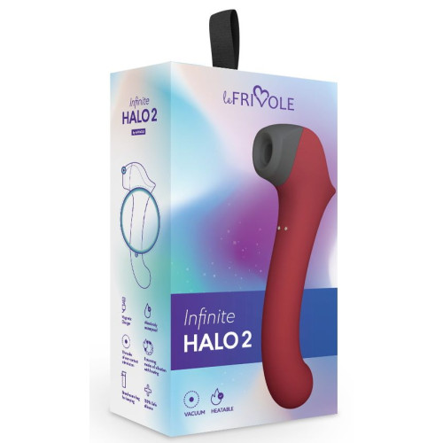 Бордовый вакуумный вибростимулятор с нагреваемой ручкой Halo 2 - 22,5 см. (бордовый)