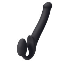 Черный безремневой страпон Silicone Bendable Strap-On - size M (черный)