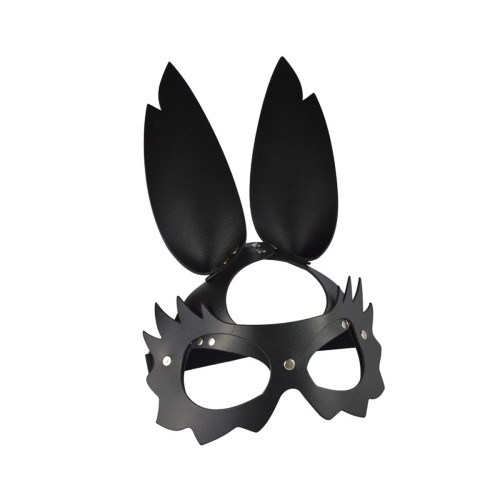 Черная кожаная маска  Зайка  с длинными ушками (черный)
