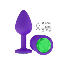 Фиолетовая силиконовая пробка с зеленым кристаллом - 7,3 см. (зеленый)