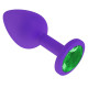 Фиолетовая силиконовая пробка с зеленым кристаллом - 7,3 см. (зеленый)