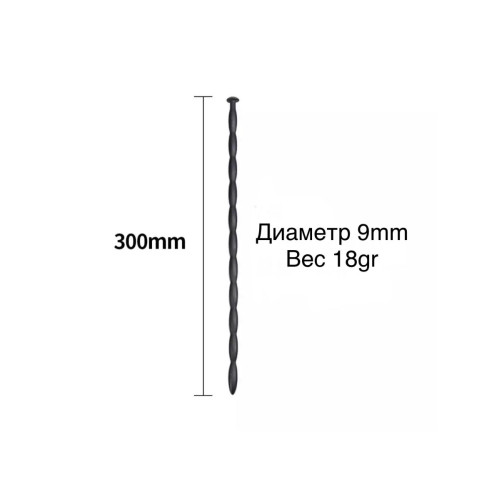 Черный уретральный силиконовый стимулятор - 30 см. (черный)